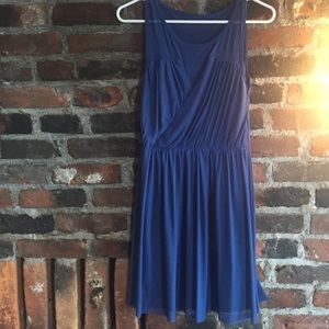 ModCloth navy blue dress with sheer neckline
